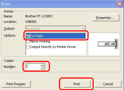 Print dialog box