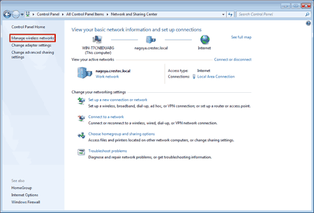 Win7 Manage wireless networks