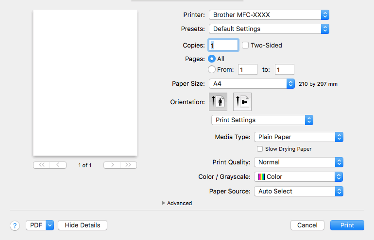 Print Settings (Nyomtatási beállítások)