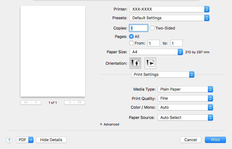 Print Settings