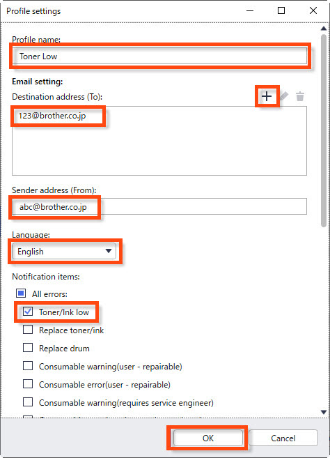 Profile settings